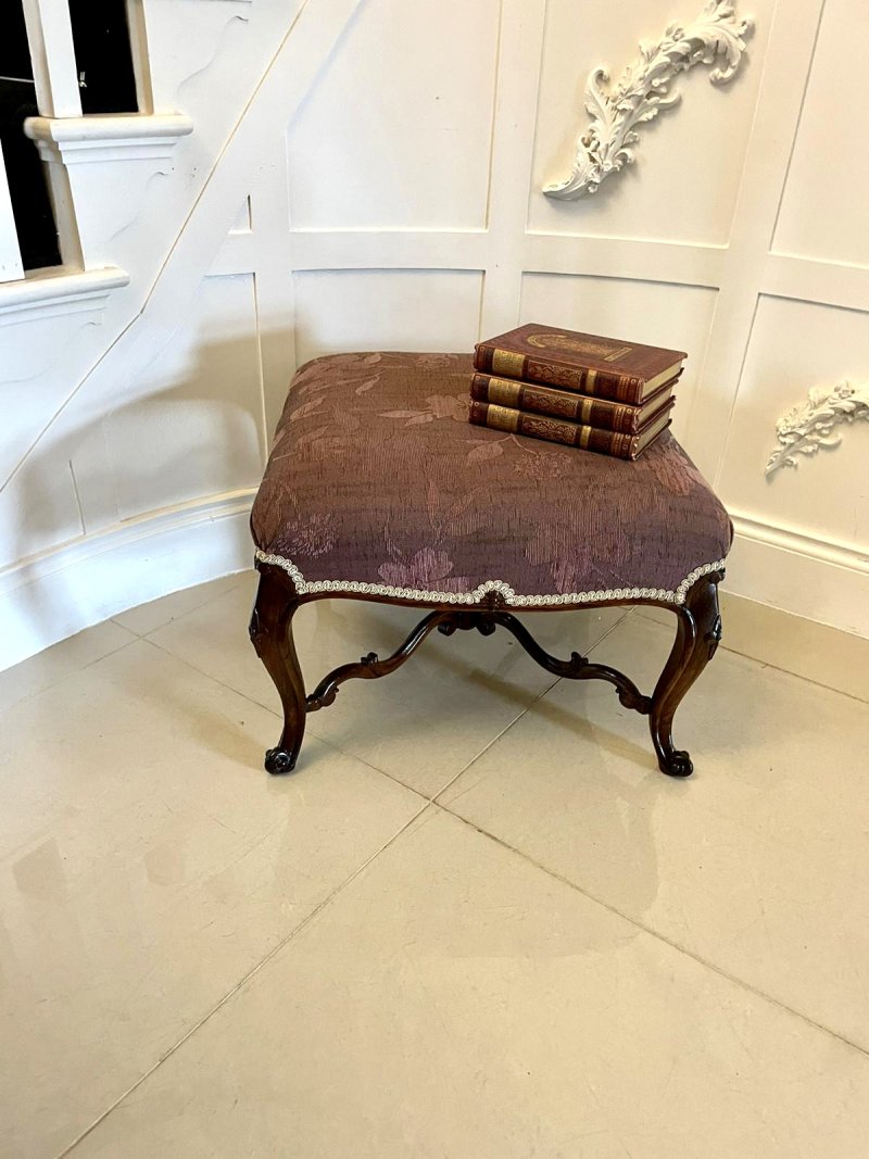 Large Antique Victorian Quality Carved Rosewood Stool - Image 2